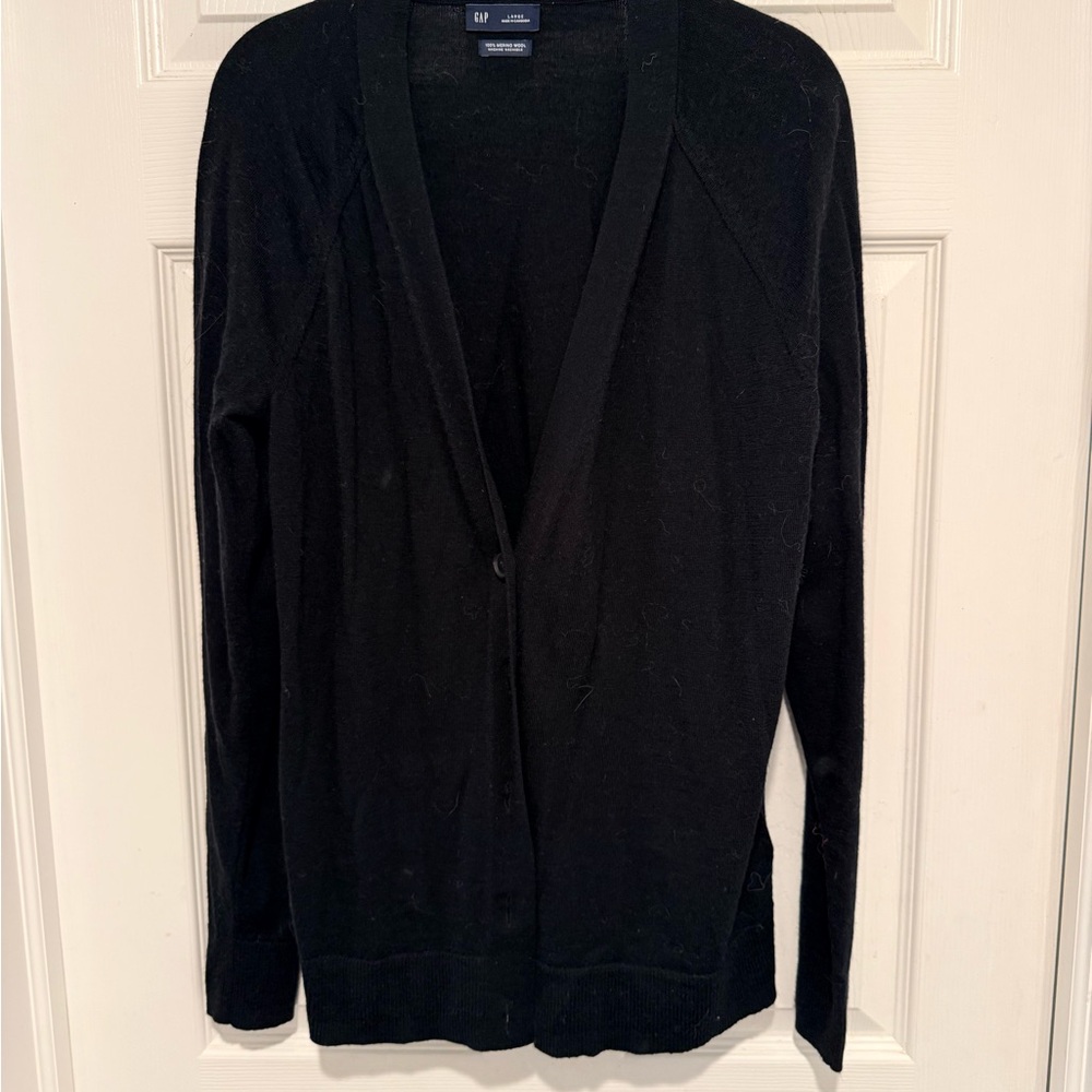 GAP Women's Classic Black Merino Wool Cardigan size L
